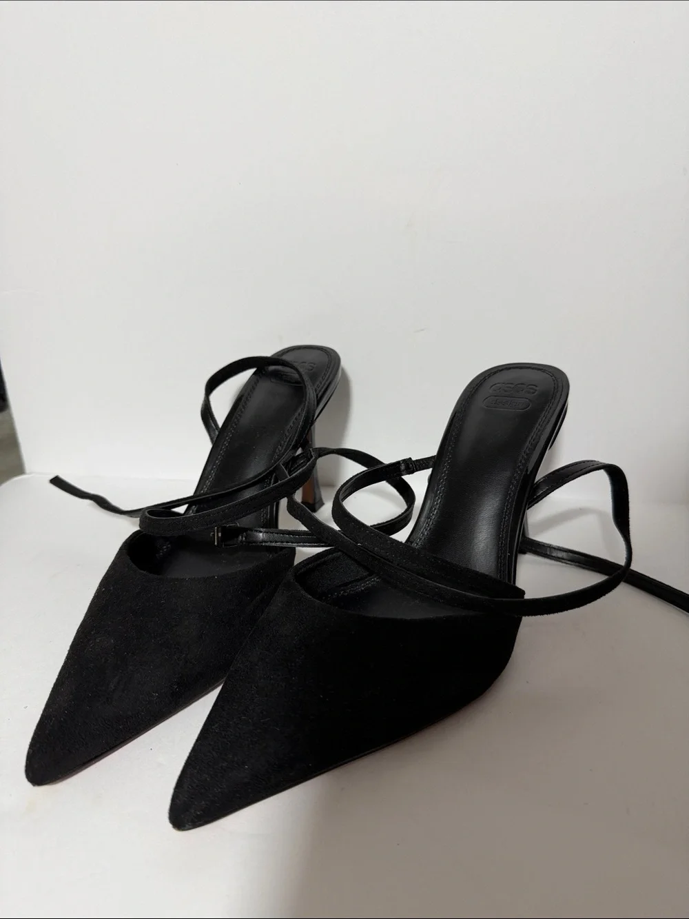 ASOS Black Pointed Toe Lace-Up Heels